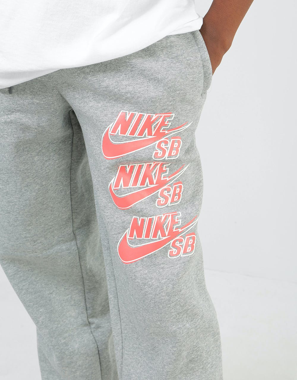 Nike SB Triple Stack Icon Fleece Pant - Dk Grey Heather/Bright Crimson