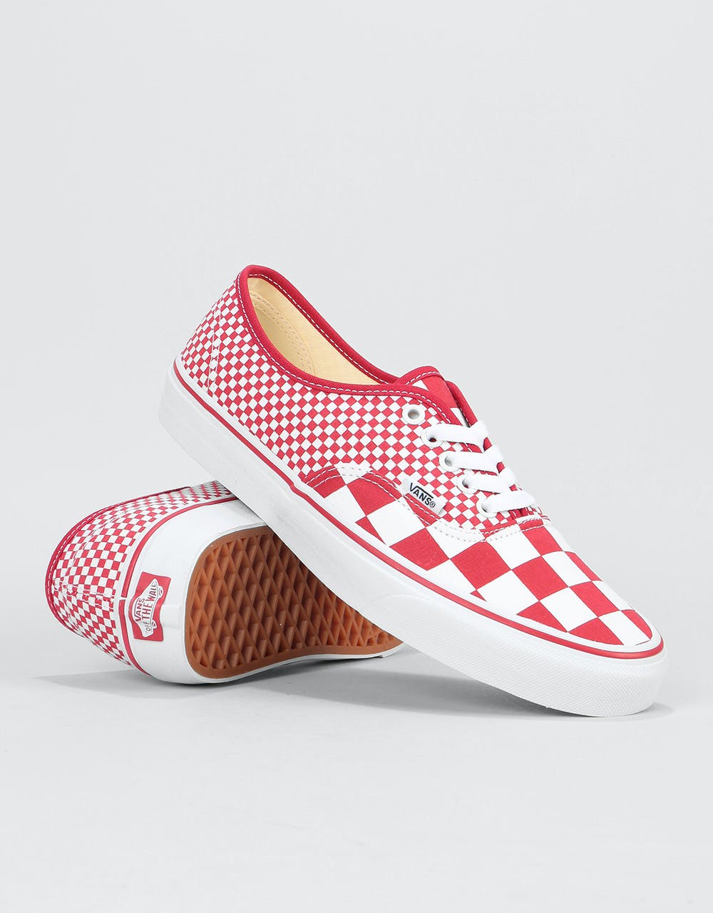 Vans Authentic Skate Shoes - (Mix Checker) Chili Pepper/True White