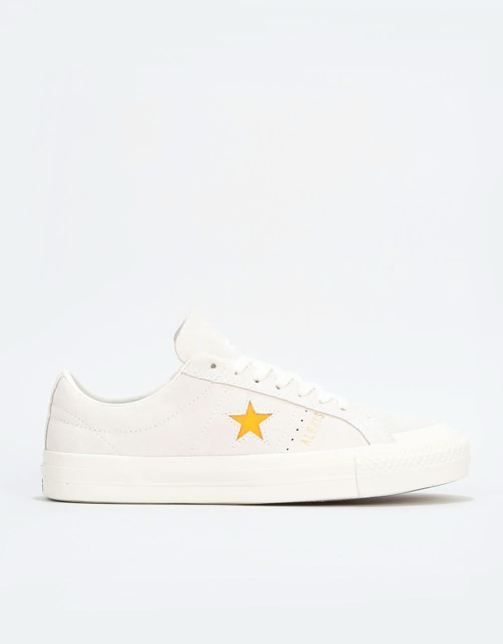 Converse One Star Pro Ox Alexis Sablone Skate Shoes - White/Coast/University Gold