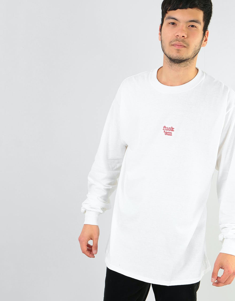 Route One Fuck 'Em LS T-Shirt - White/Red