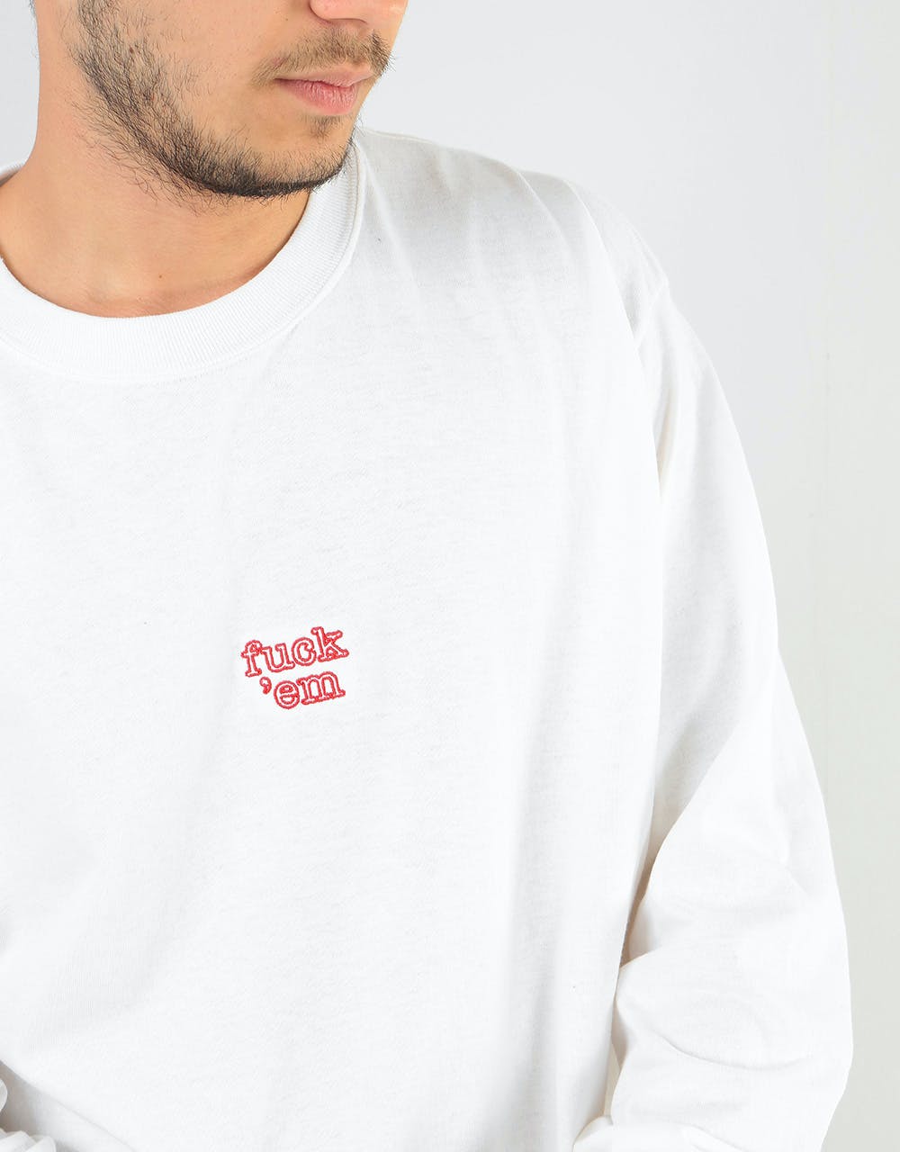 Route One Fuck 'Em LS T-Shirt - White/Red