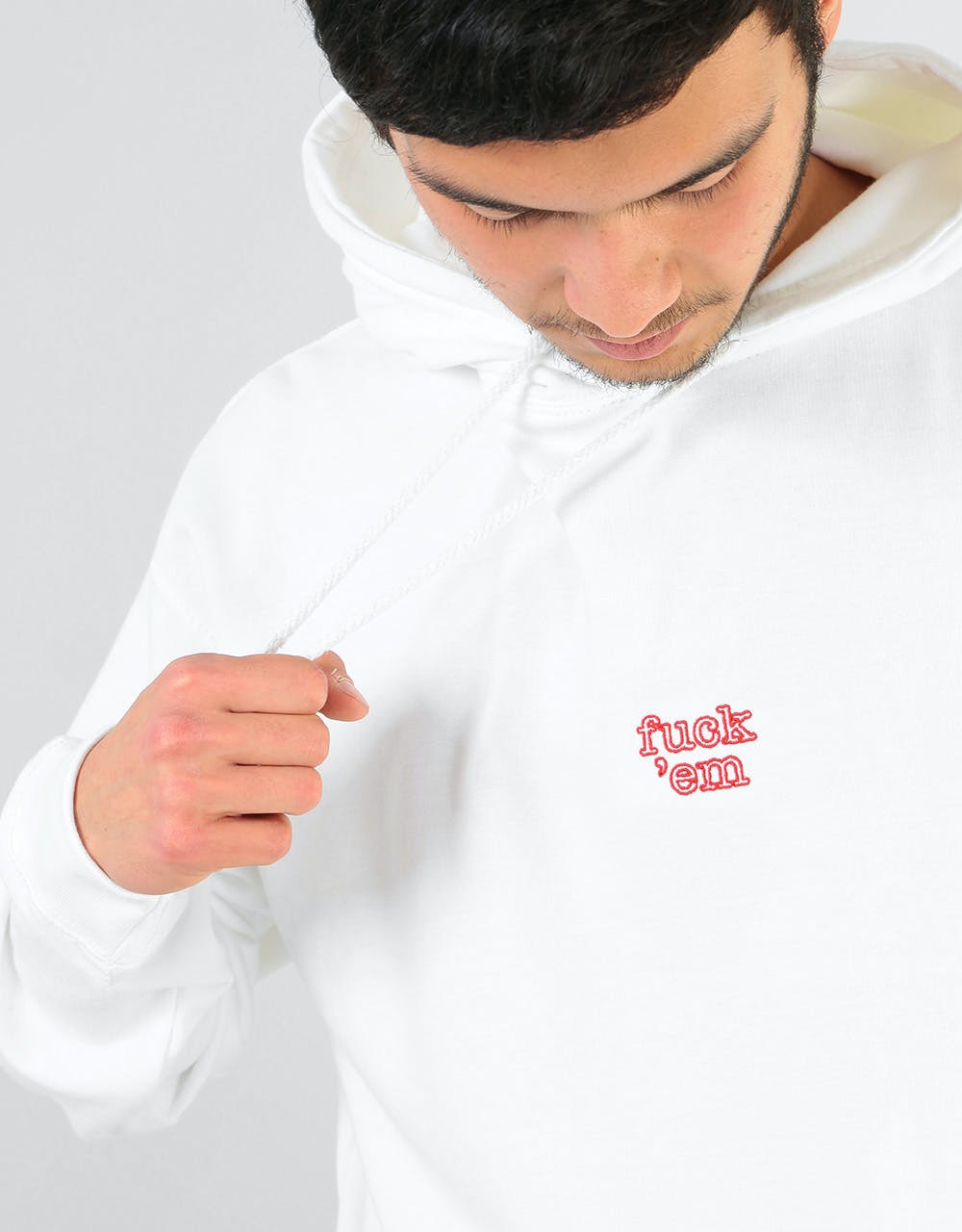 Route One Fuck 'Em Pullover Hoodie - White/Red