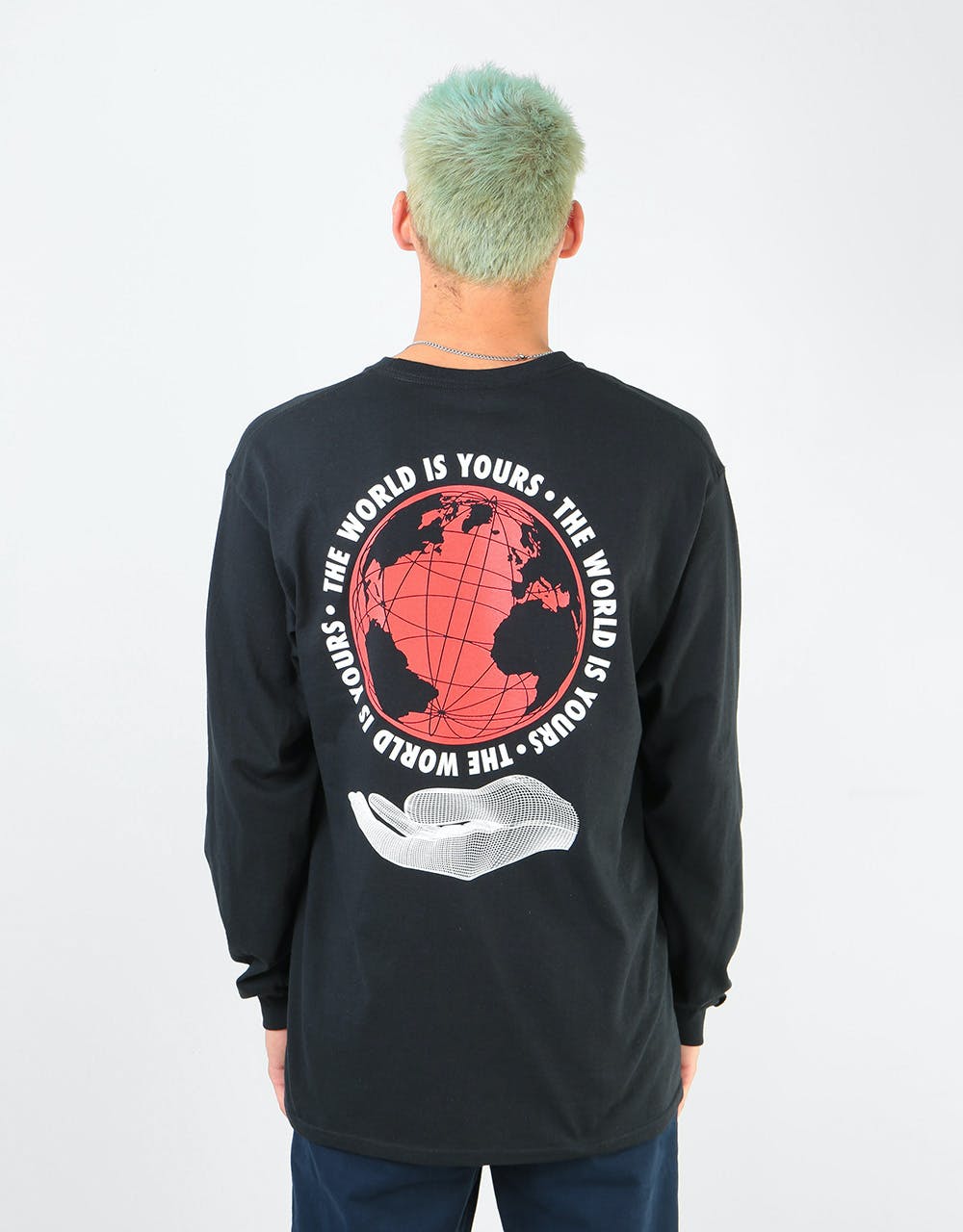 Route One The World Is Yours Long Sleeve T-Shirt - Black