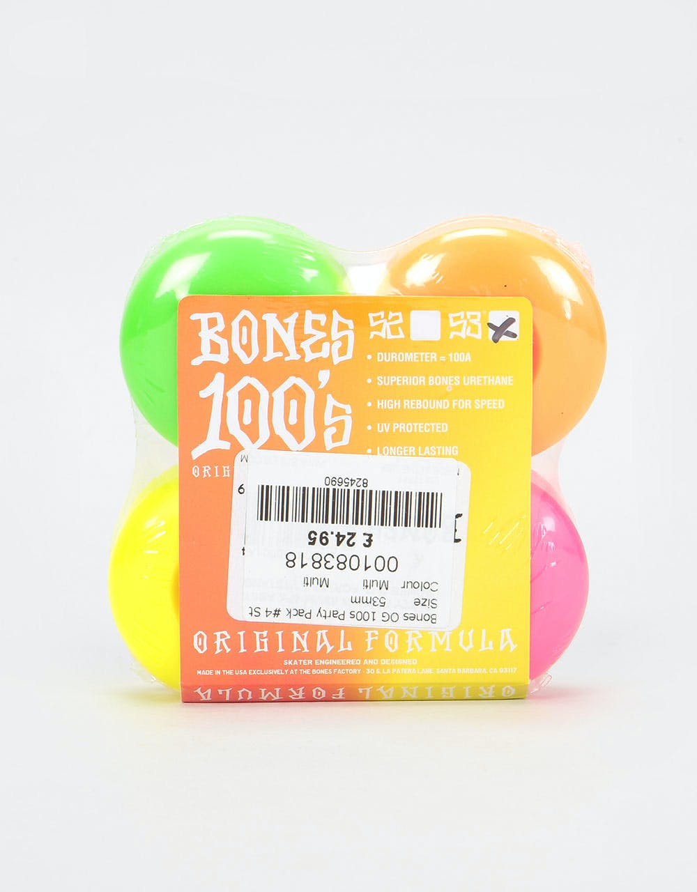 Bones OG 100s Party Pack #4 Standard V1 Skateboard Wheel - 53mm