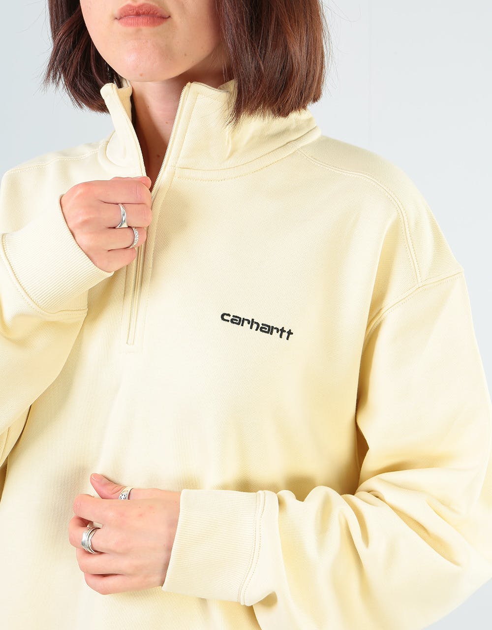 Carhartt WIP Womens Script Highneck Sweatshirt - Flour/Black