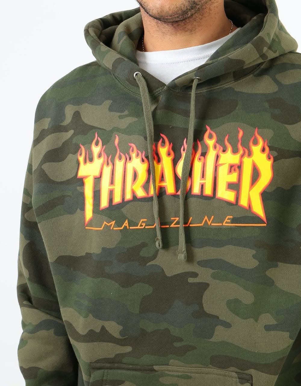 Thrasher Flame Logo Pullover Hoodie - Forest Camo