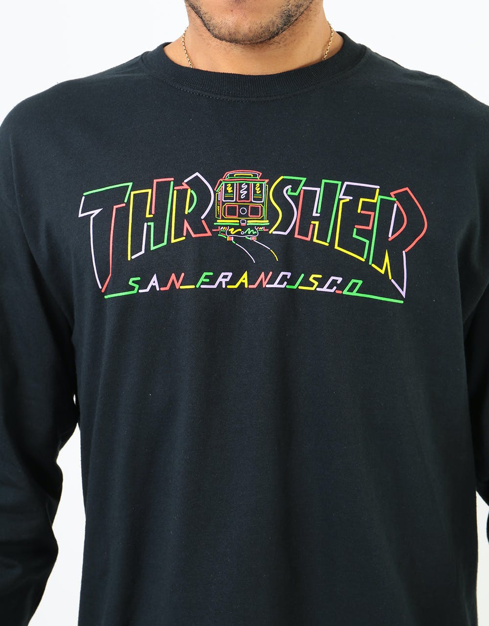 Thrasher Cable Car L/S T-Shirt - Black