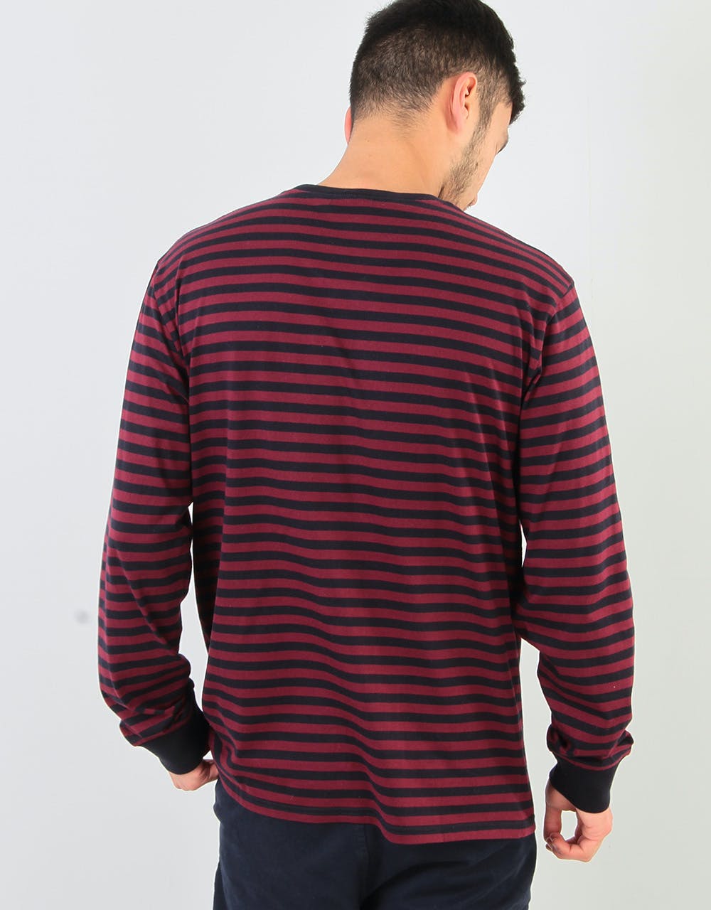 Carhartt WIP L/S Haldon Pocket T-Shirt - Haldon Stripe/Dark Navy/Merlot
