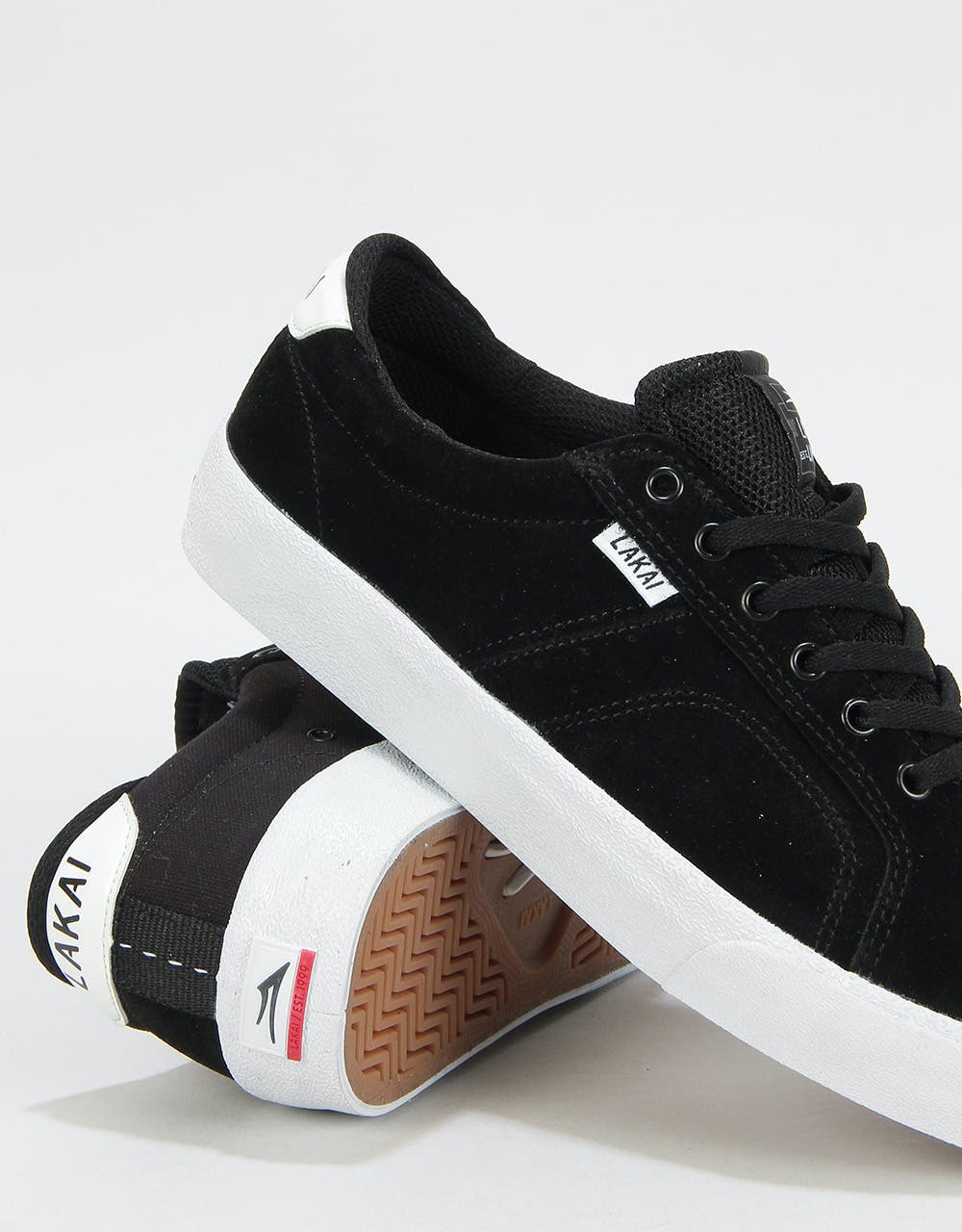 Lakai Flaco Skate Shoes - Black/White Suede