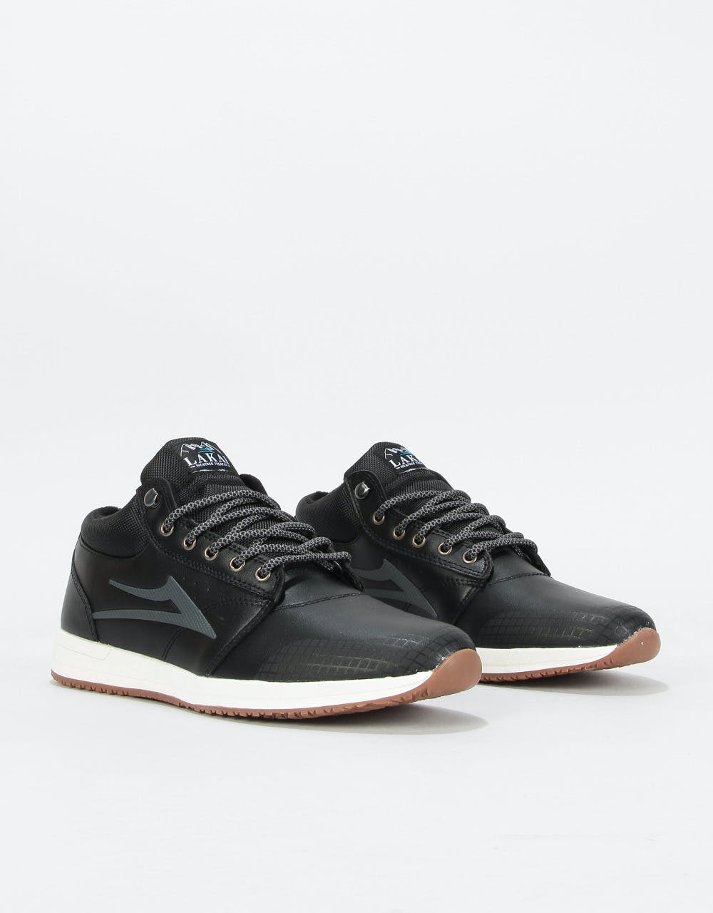 Lakai Griffin Mid WT Skate Shoes - Black Leather