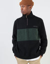 Route One Panelled 1/4 Zip Sweat - Navy/Forest/Navy