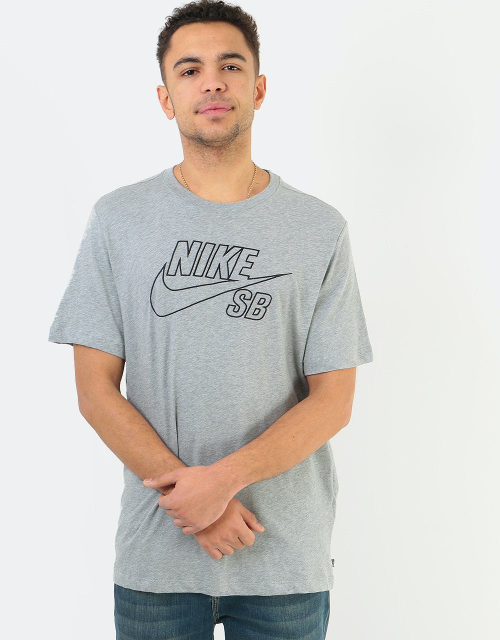 Nike SB EMB Logo T-Shirt - Dk Grey Heather/Black