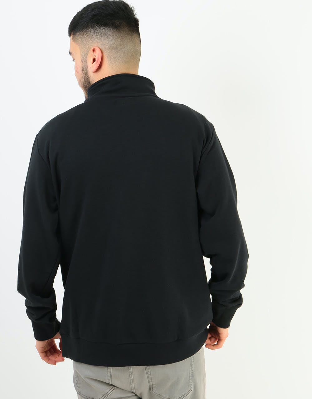 Converse Star Chevron Embroidered French Terry 1/2 Zip Sweatshirt - Black