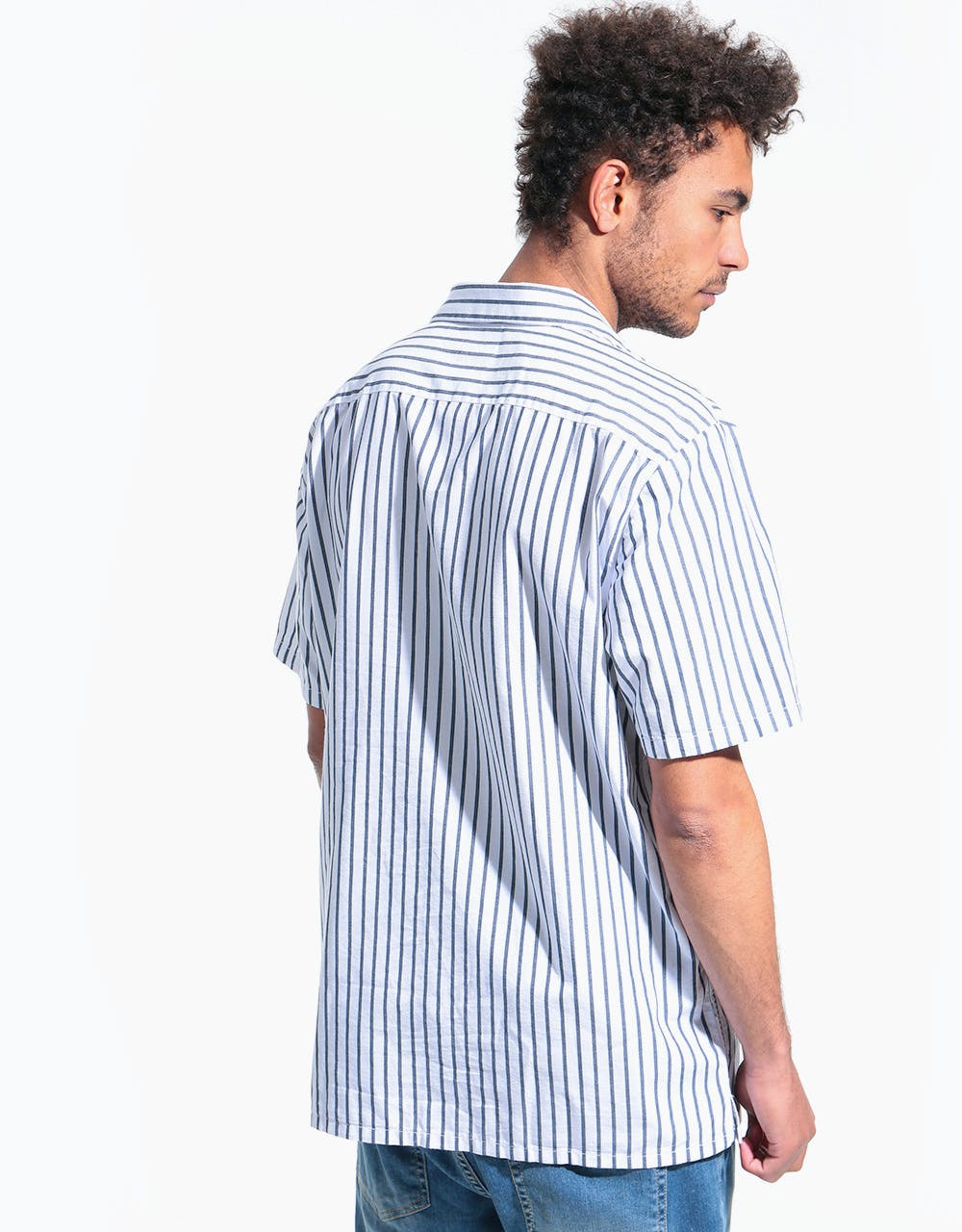 Vans Rowan Workwear Stripe S/S Shirt - White/Dress Blues