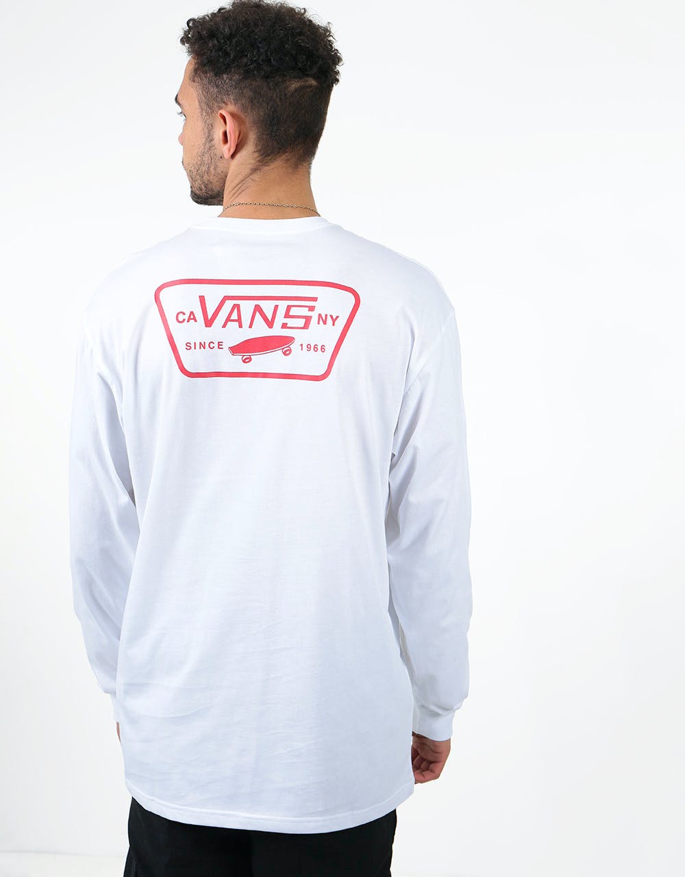 Vans Full Patch Back L/S T-Shirt - White/Racing Red