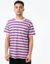 Vans Knollwood Stripe T-Shirt - White/Fuchsia Purple