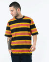 Stüssy Multi Stripe Crew T-Shirt - Black