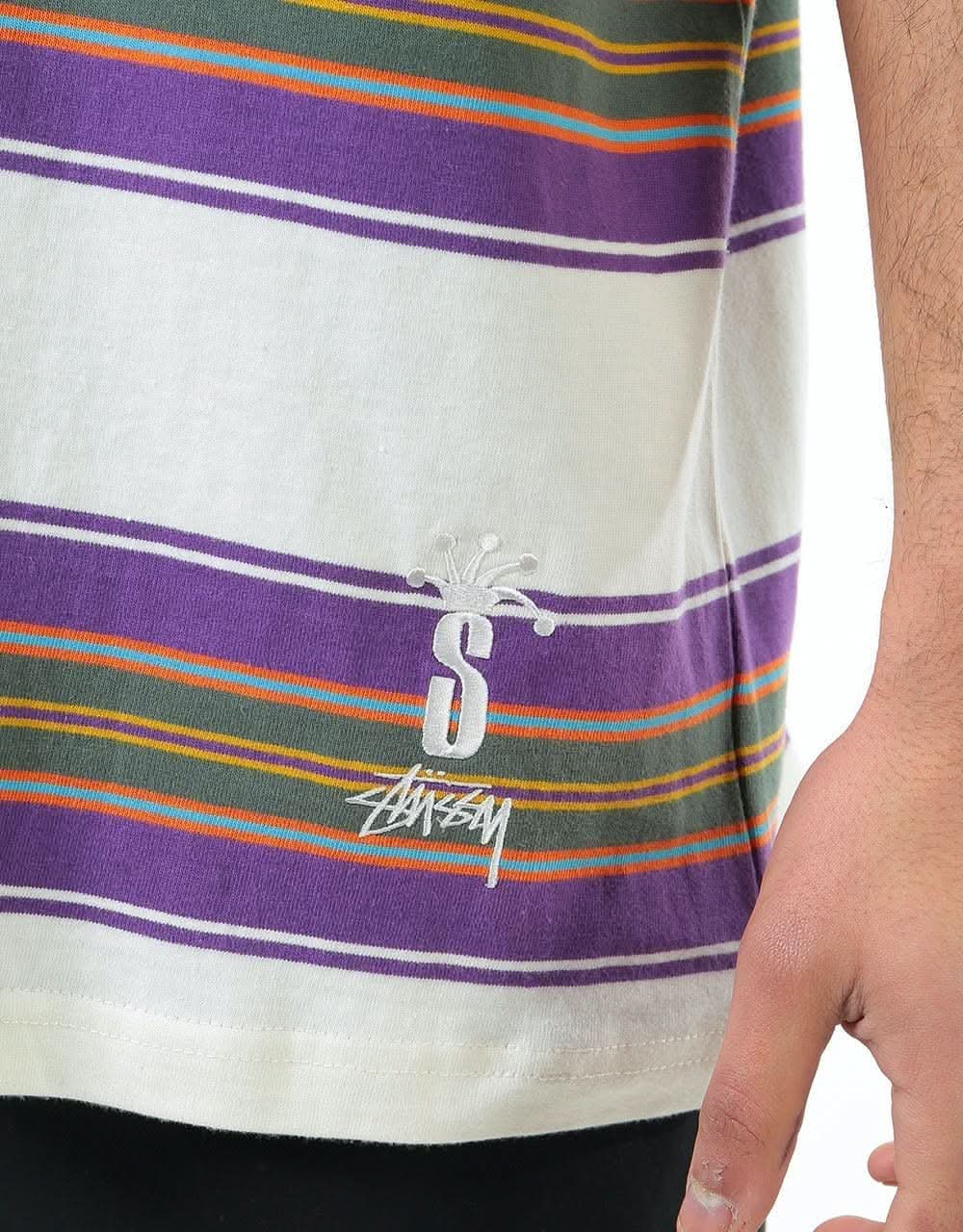 Stüssy Multi Stripe Crew T-Shirt - Natural
