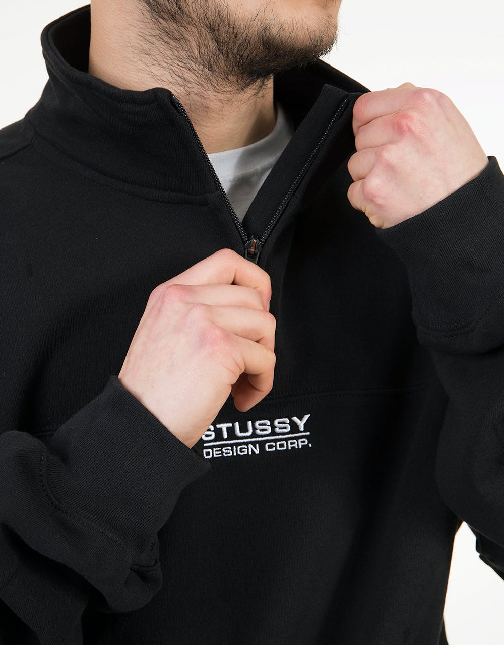 Stüssy Mock Neck Half Zip Sweatshirt - Black