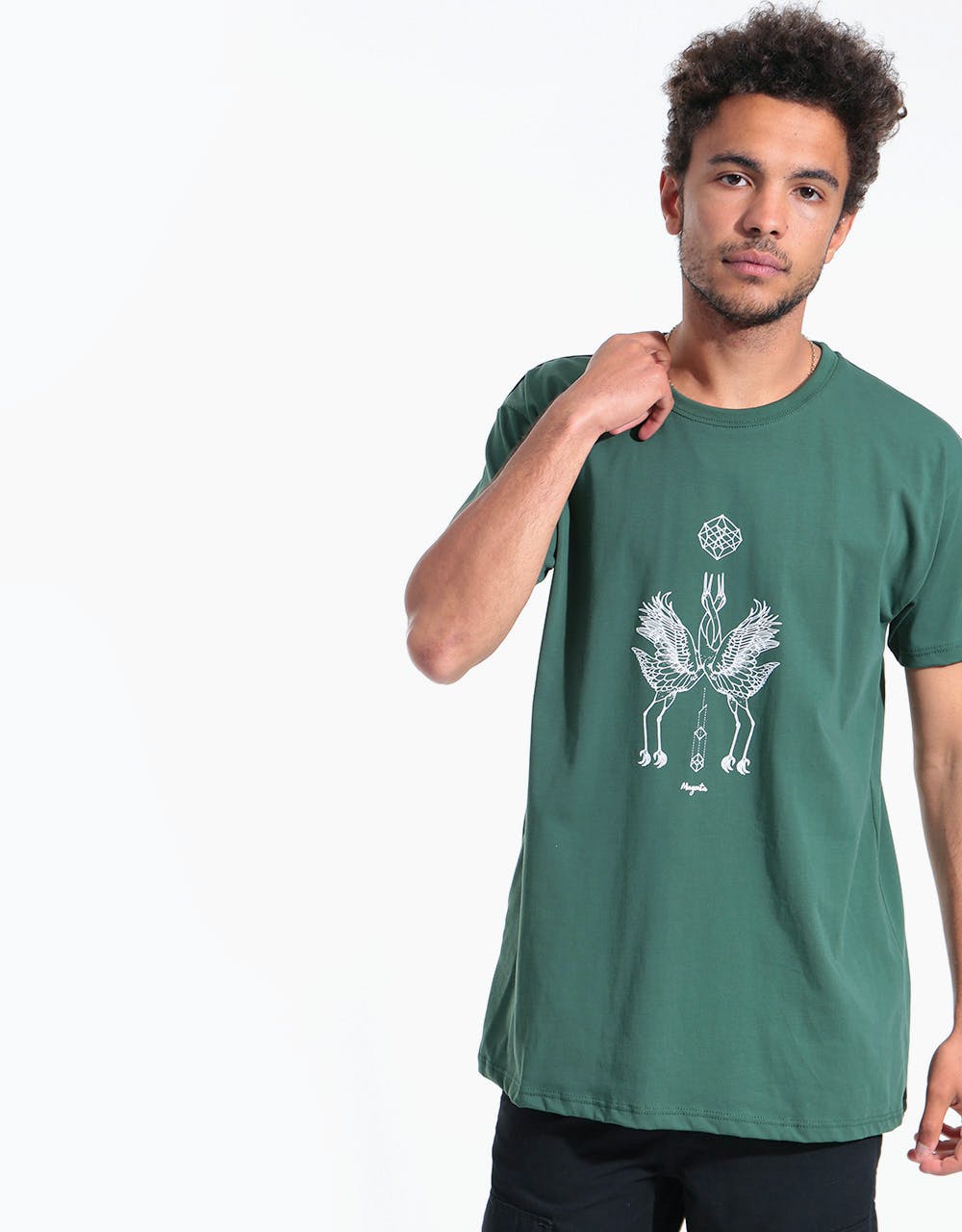 Magenta Cranes T-Shirt - Green