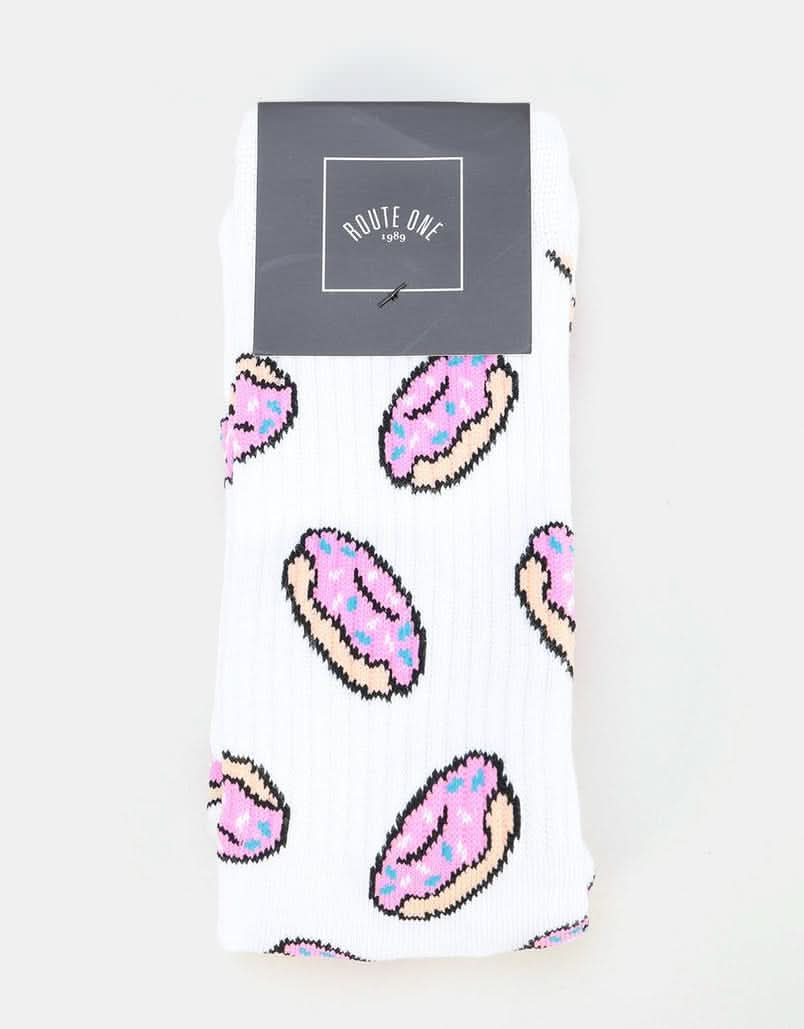 Route One Doughnuts Socks - White