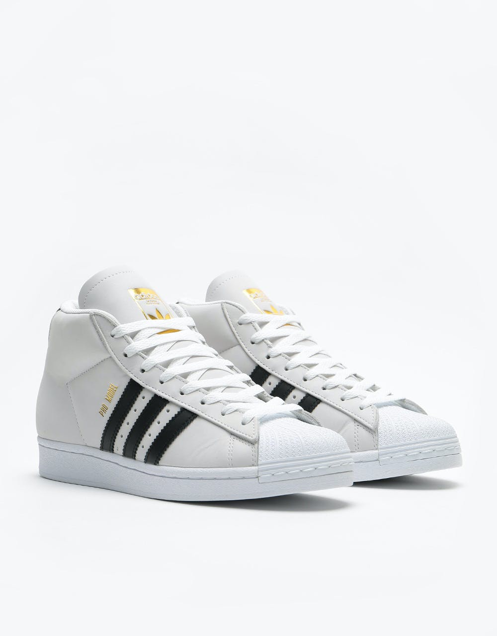 Adidas Pro Model Skate Shoes - White/Core Black/Gold Metallic
