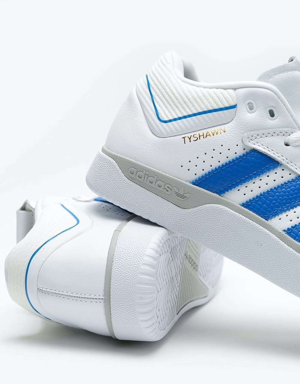 Adidas Tyshawn Skate Shoes - White/Blue/Gold Metallic
