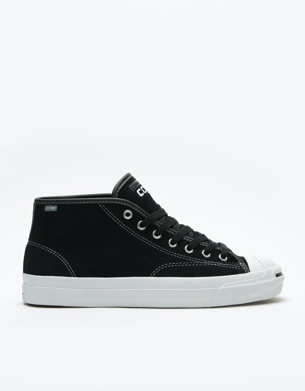 Converse Jack Purcell Pro Mid Suede Skate Shoes - Black/White/Black
