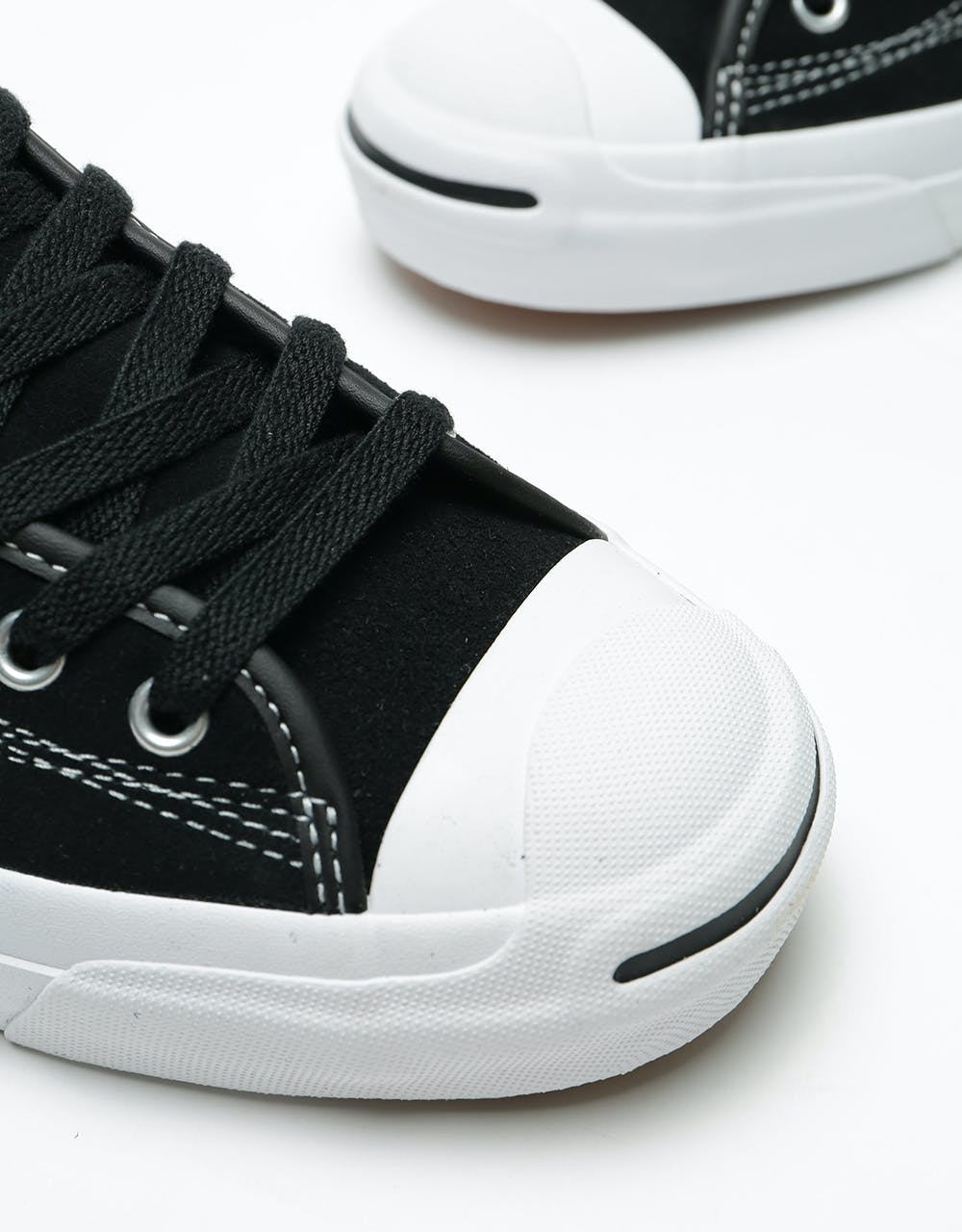 Converse Jack Purcell Pro Mid Suede Skate Shoes - Black/White/Black