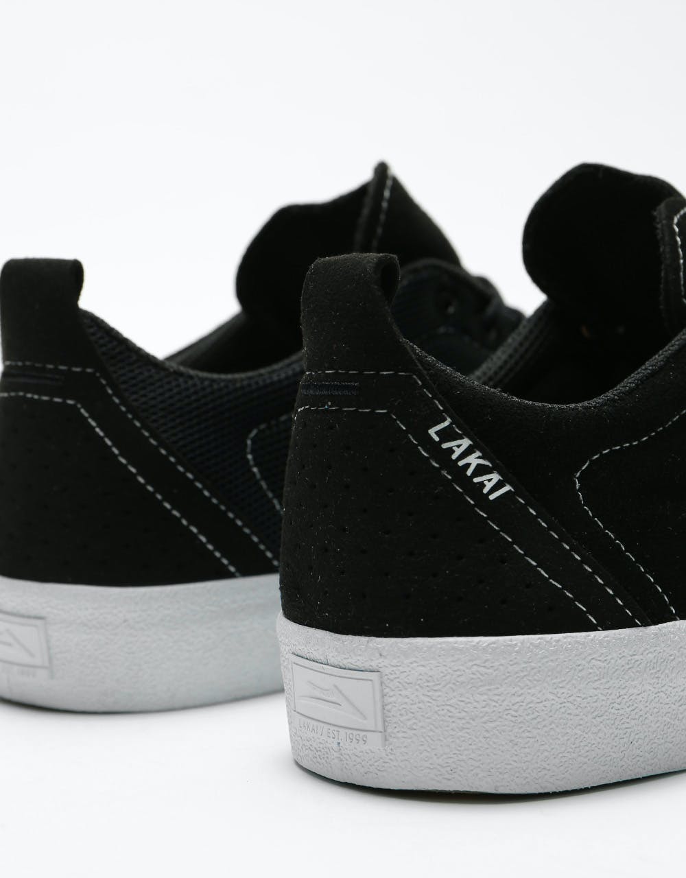 Lakai Bristol Skate Shoes - Black/White Suede