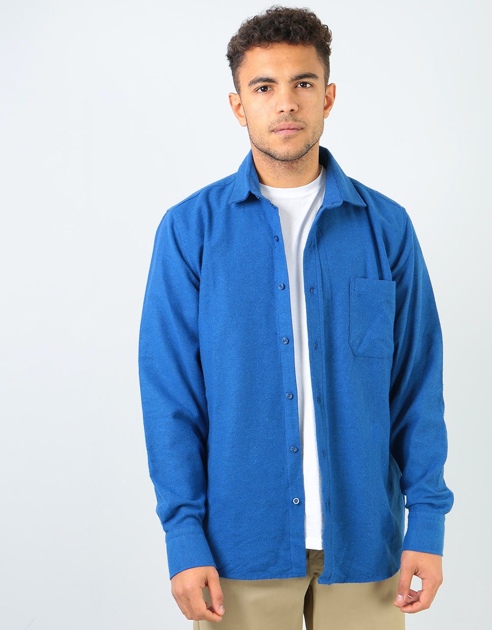 Route One Blocked Flannel Shirt - Royal Blue