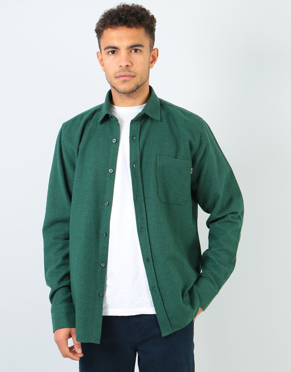 Route One Blocked Flannel Shirt - Forest Green