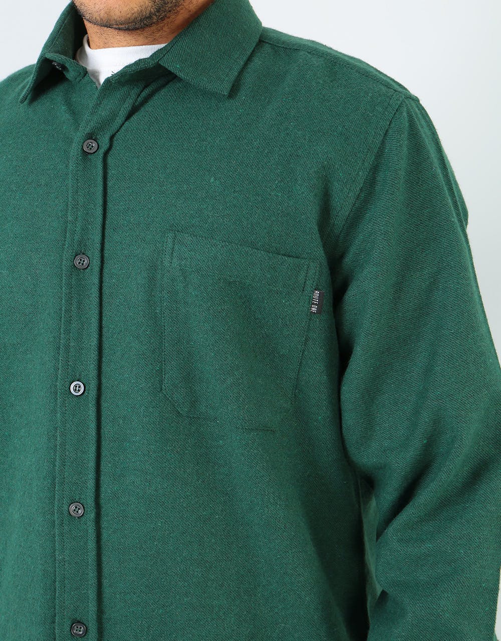Route One Blocked Flannel Shirt - Forest Green