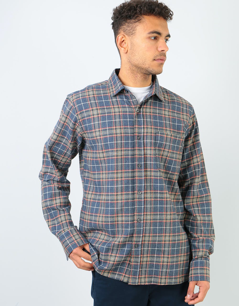 Route One Plaid Flannel Shirt - Classic Navy/Red/Yellow