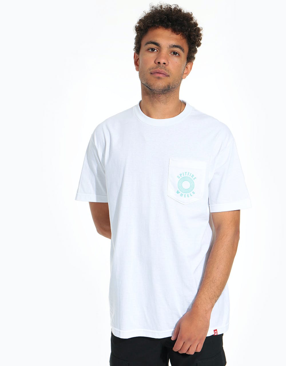 Spitfire Hollow Classic Pocket T-Shirt - White/Aqua