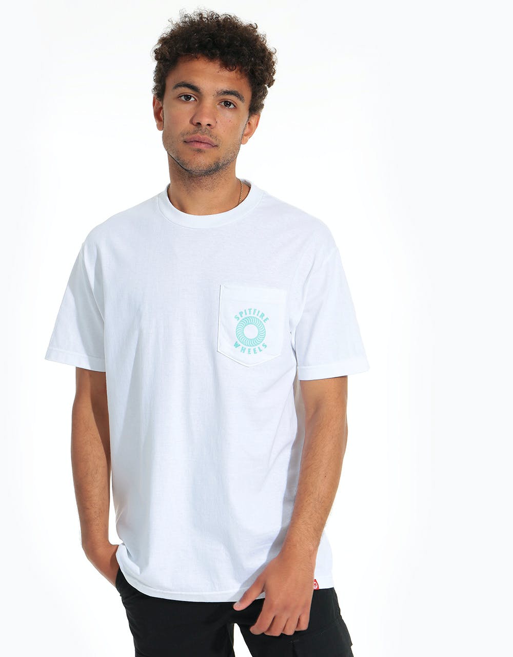 Spitfire Hollow Classic Pocket T-Shirt - White/Aqua