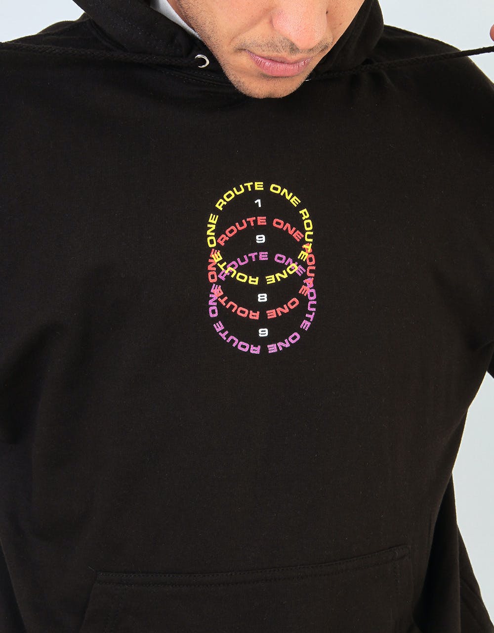 Route One In Circles Pullover Hoodie - Black