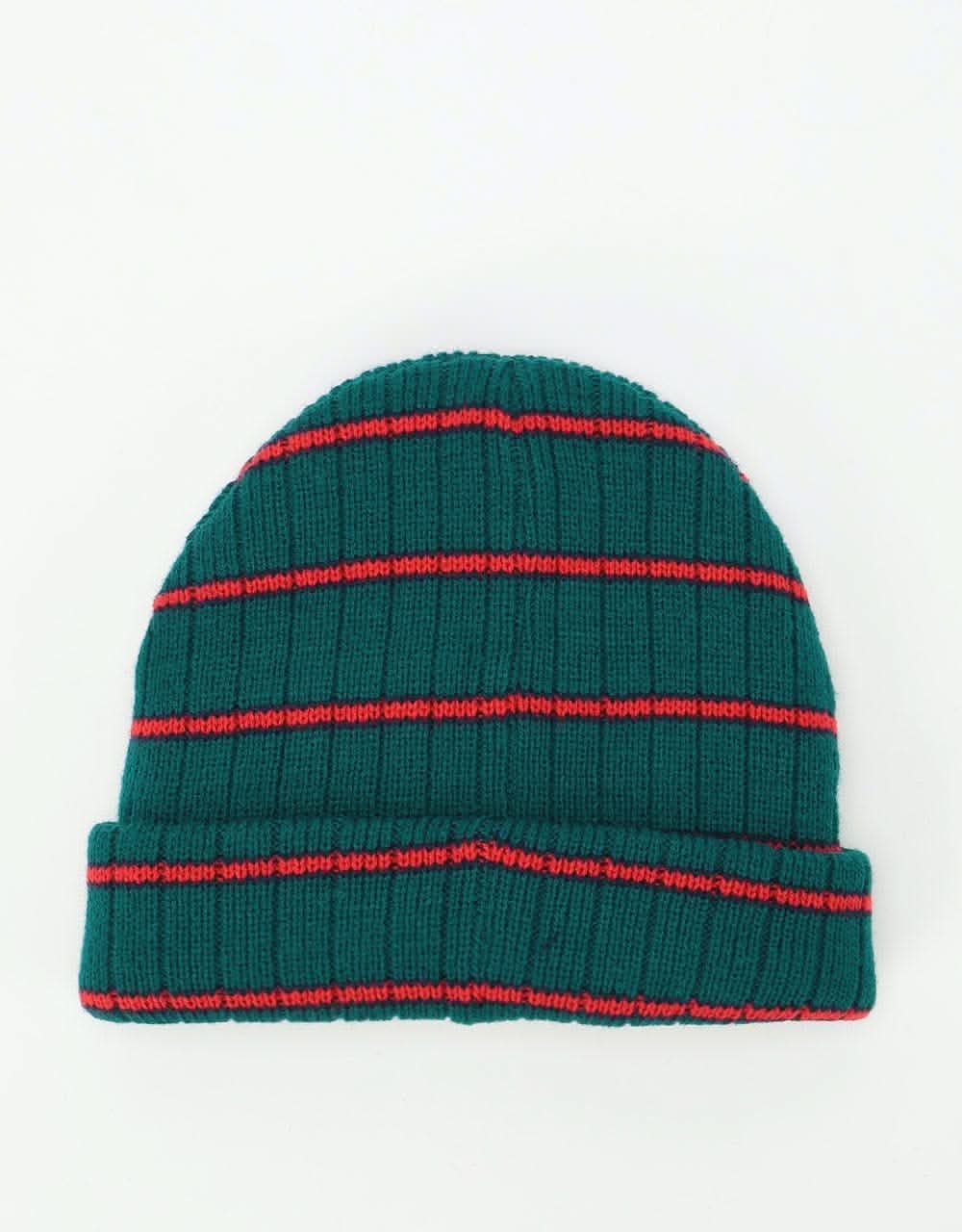 Route One Single Stripe Fisherman Beanie - Green/Red