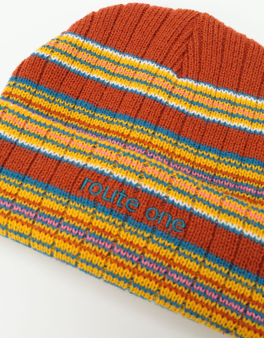 Route One Striped Fisherman Beanie - Brown/Multi