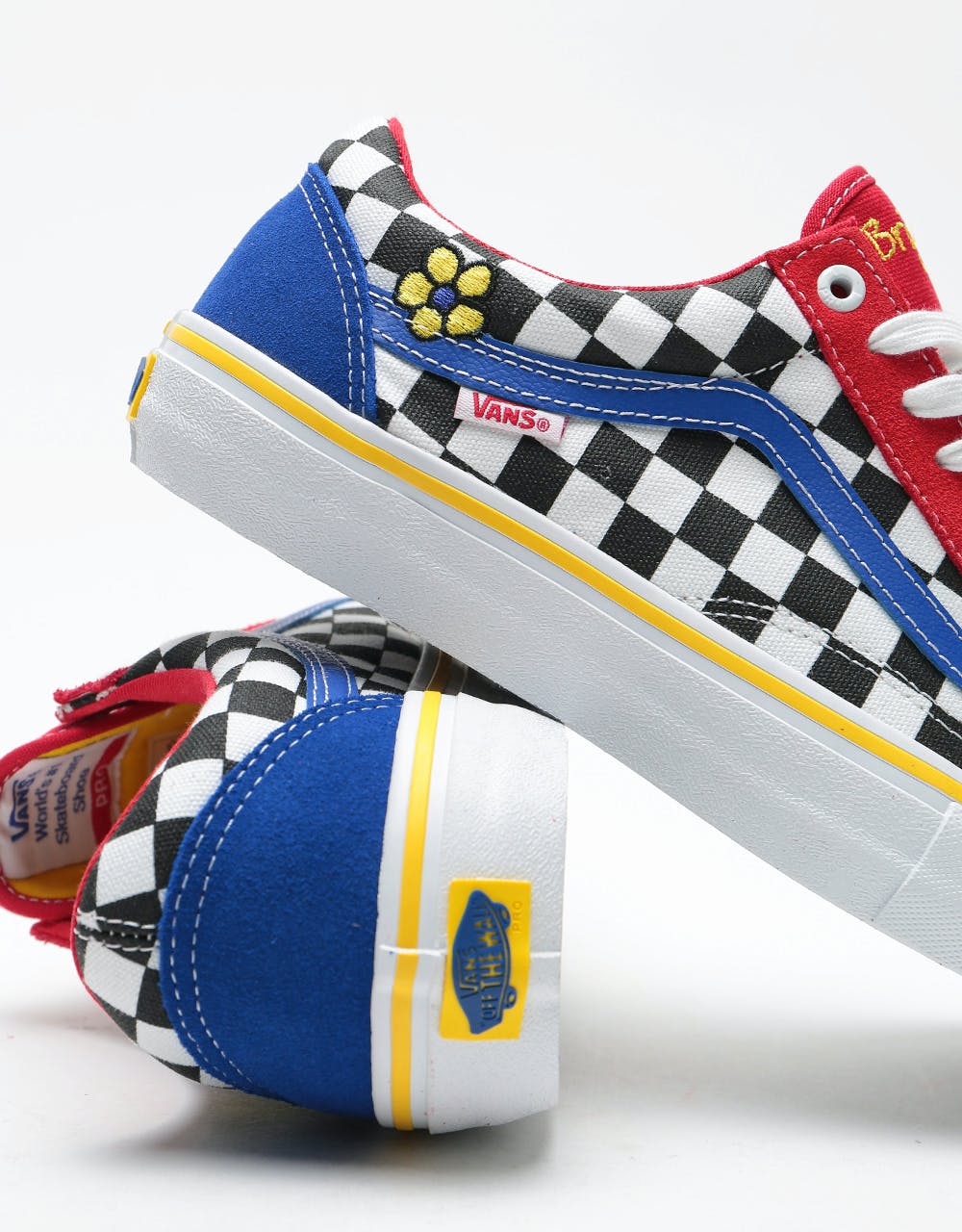 Vans Old Skool Pro Skate Shoes - (Brighton Zeuner) Red/Checker/Blue