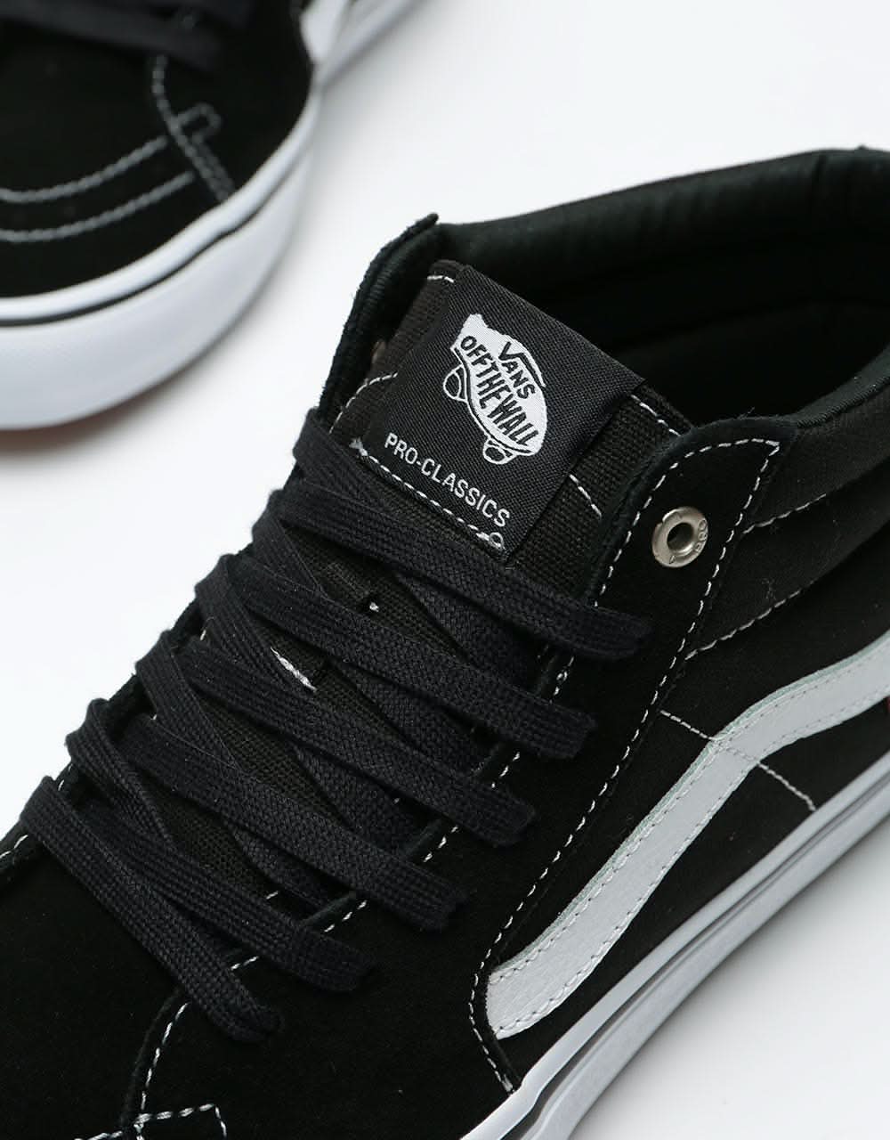 Vans Sk8-Mid Pro Skate Shoes - Black/White