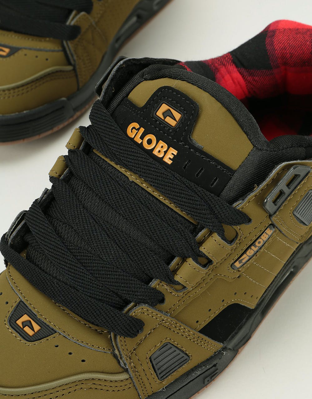 Globe Sabre Skate Shoes - Olive/Black/Plaid