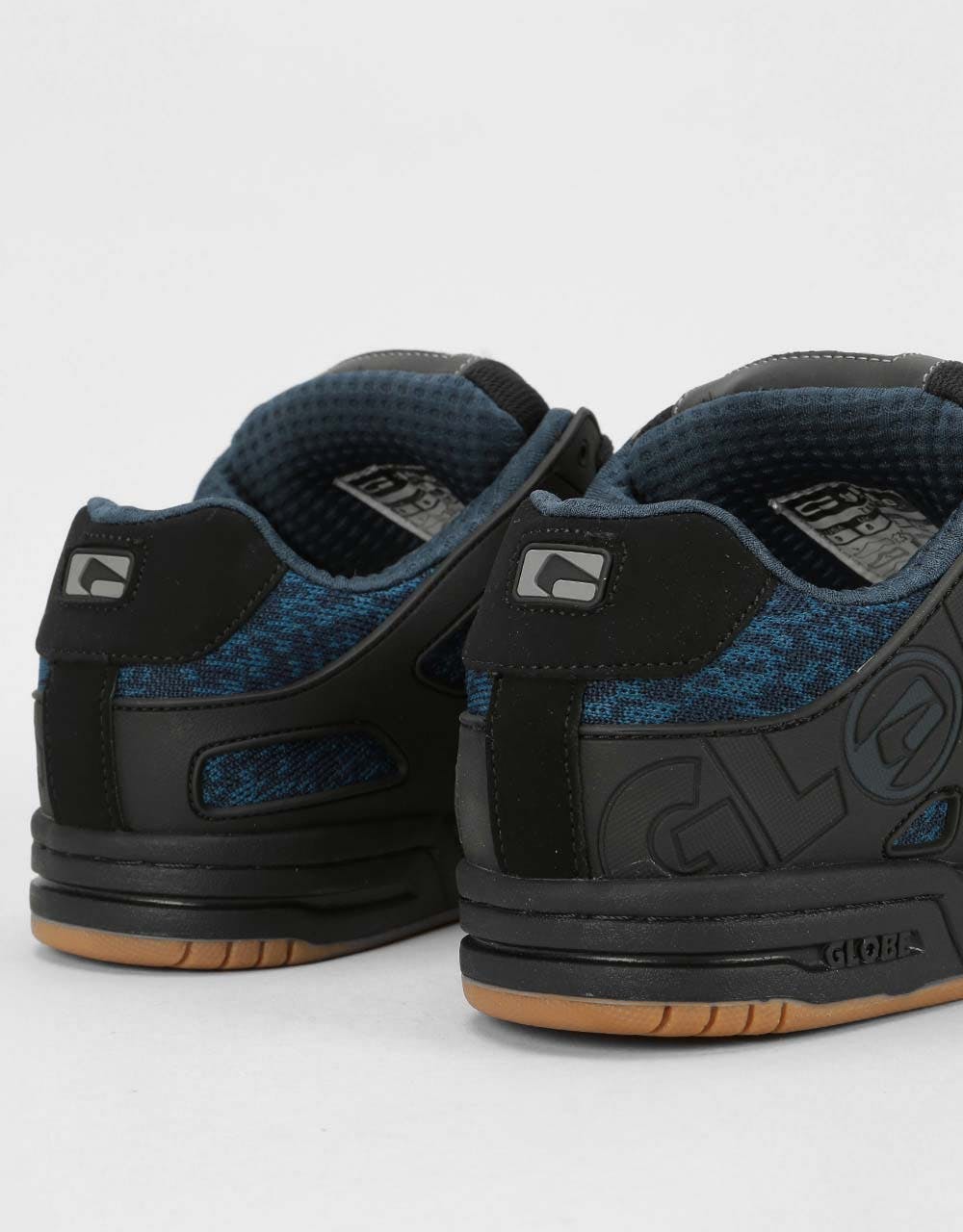 Globe Tilt Skate Shoes - Black/Blue Knit/Gum