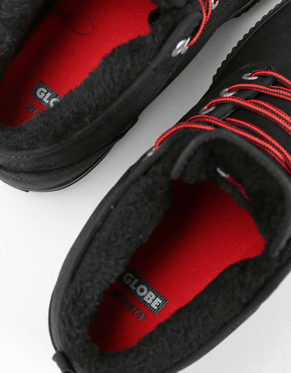 Globe Motley Mid Skate Shoes - Black/Red/Fur