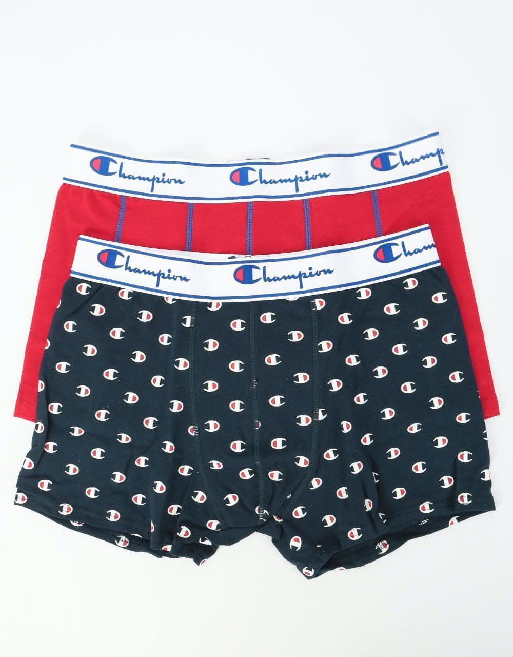 Champion Legacy Print Mix Boxer Shorts 2-Pack - White Print/Royal Blue
