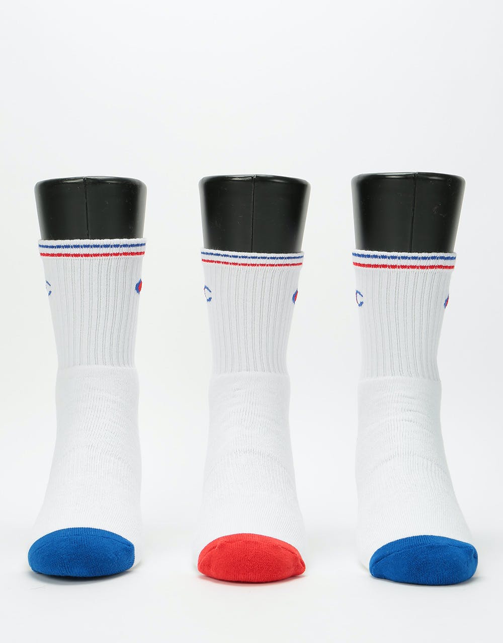 Champion Performance Crew Socks 3-Pack - White Blue/White Red