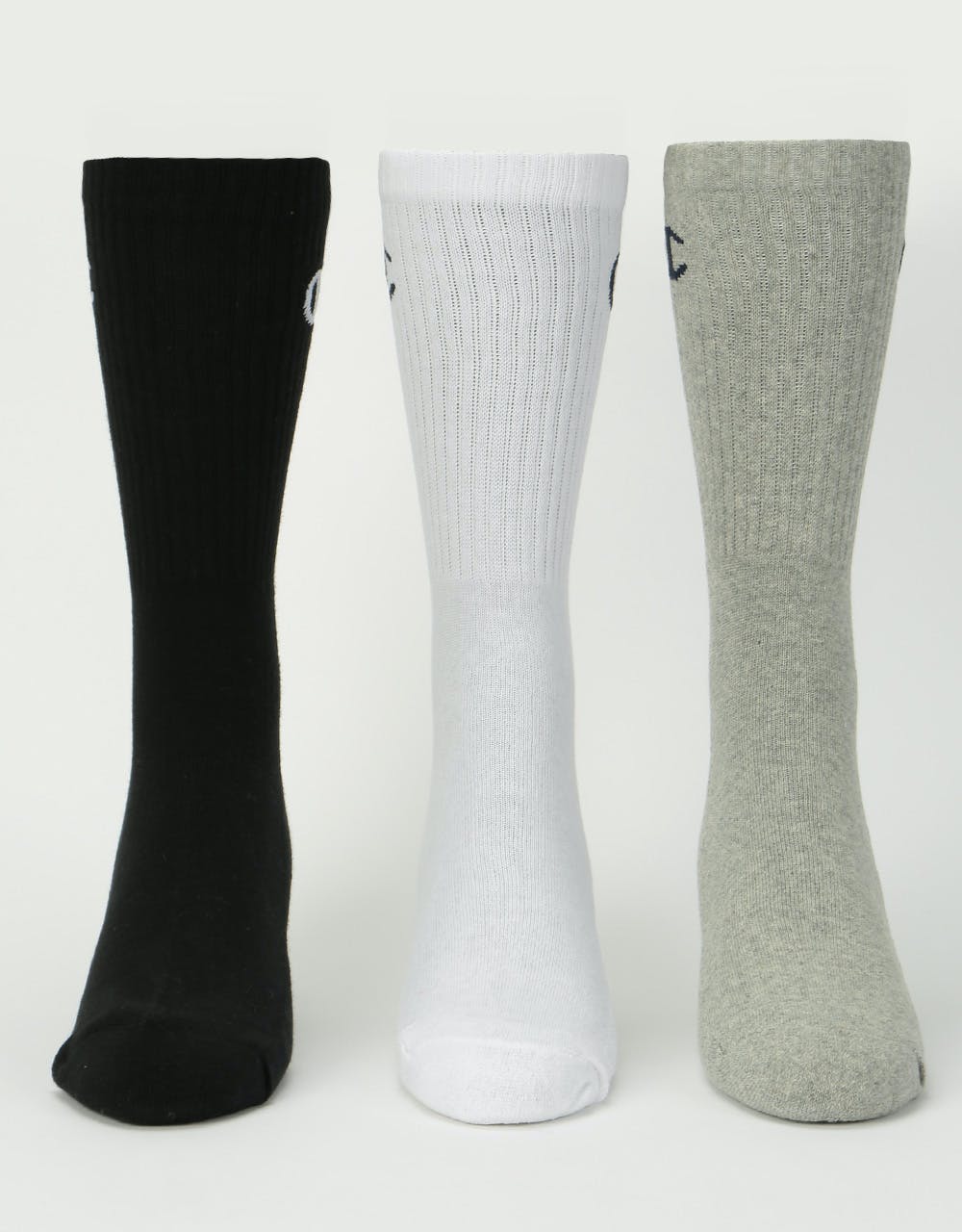 Champion Legacy Crew Socks 3-Pack - White/Black/Light Grey