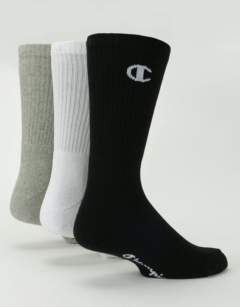 Champion Legacy Crew Socks 3-Pack - White/Black/Light Grey
