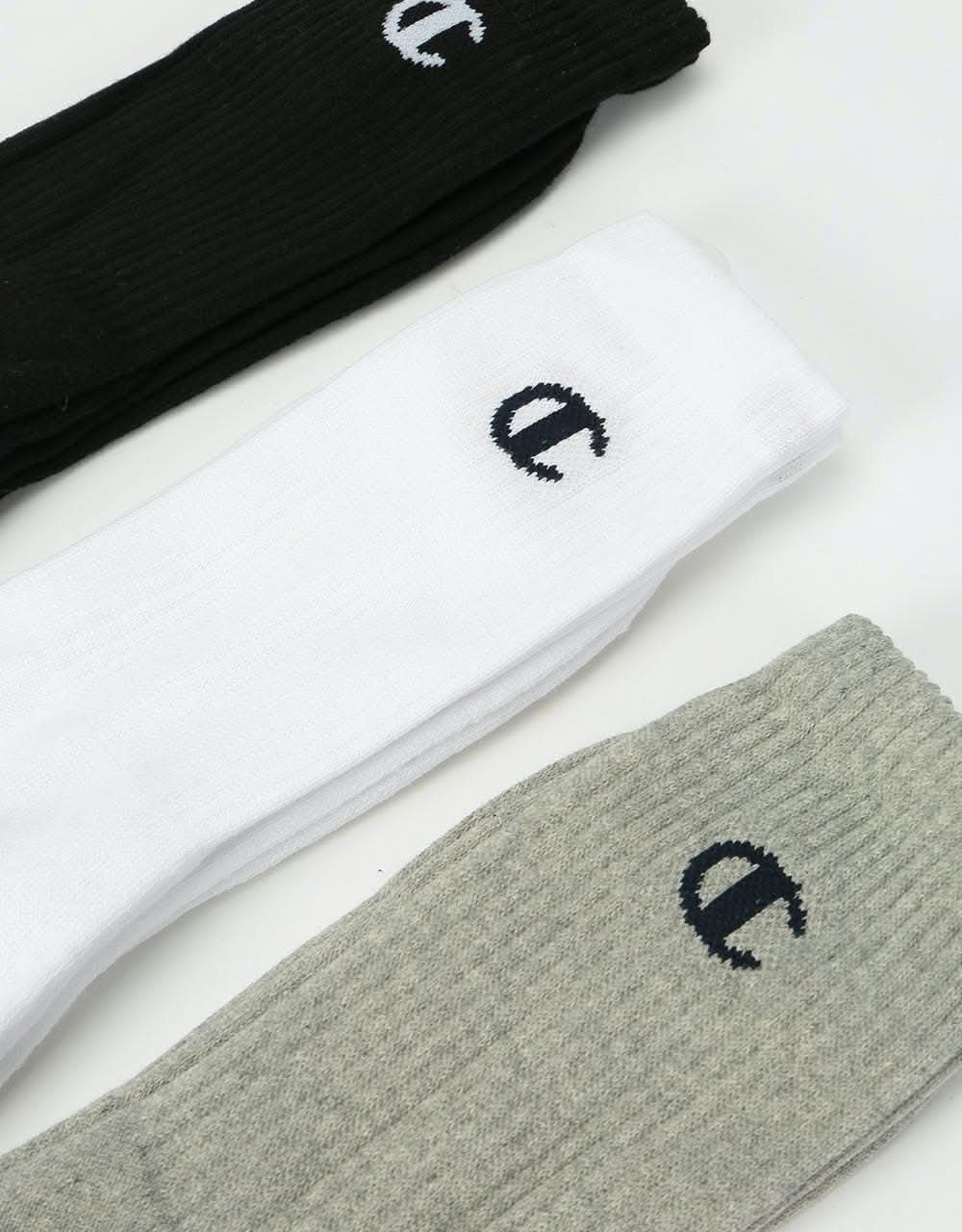 Champion Legacy Crew Socks 3-Pack - White/Black/Light Grey