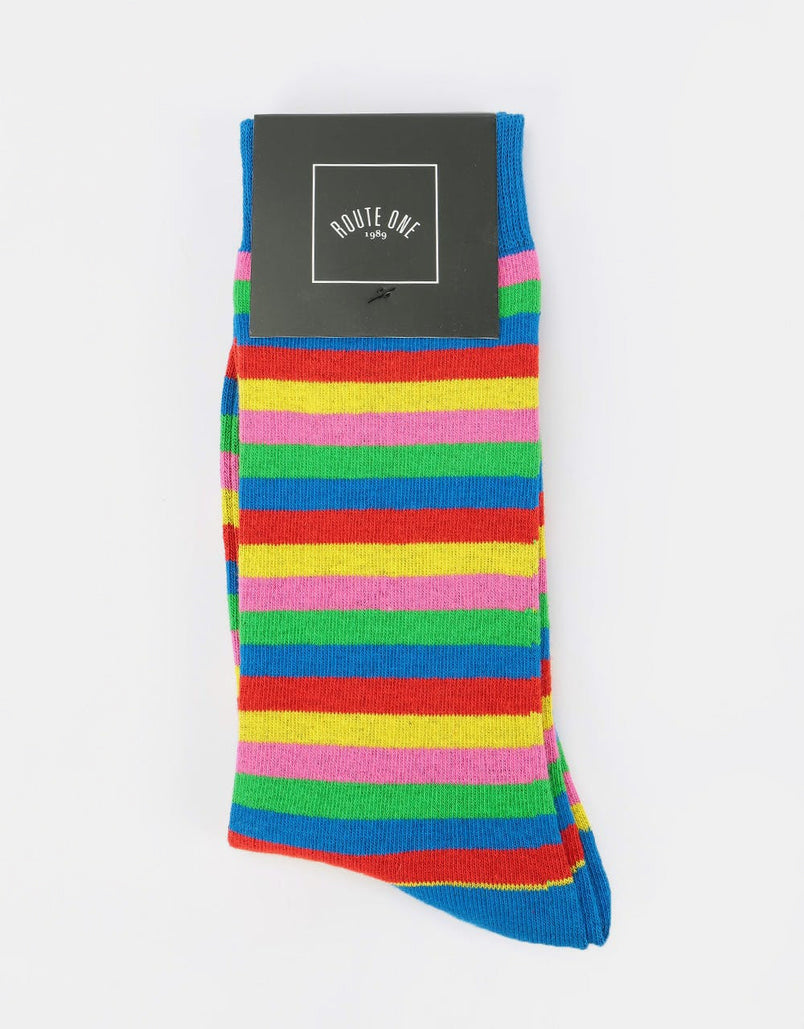 Route One Rainbow Striped Socks - Multi